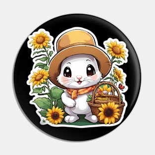 Adorable Rabbit  with Sunflower Pin