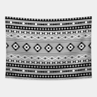 Aztec Black White Grey Mixed Motifs Pattern Tapestry