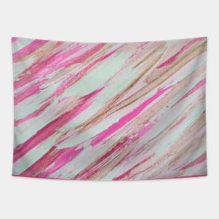 Pink and Gold Streaks Tapestry