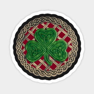 Celtic Knot Shamrock Red Background Magnet