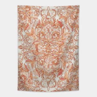 Autumn Peach Art Nouveau Pattern Tapestry
