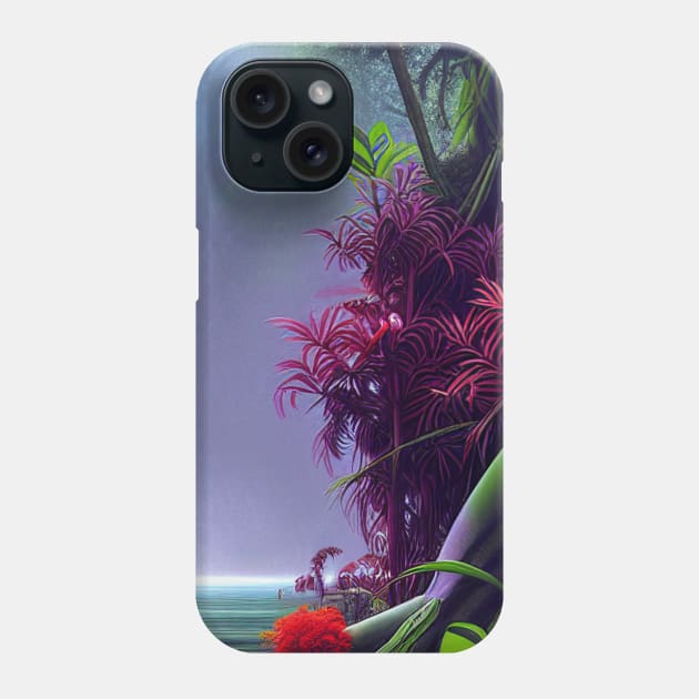 Digital Painting Of A Beautiful Jungle Phone Case by Promen Art