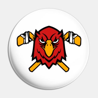 Red Falcon Hockey Sports Logo Pin