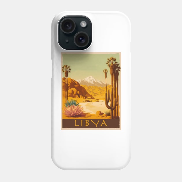 Libya Desert Vintage Travel Art Poster Phone Case by OldTravelArt