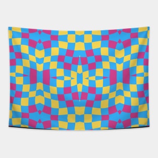 Retro Distorted Checkered Repeated Pattern Tapestry