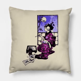 Artistry Unveiled: Japanese Lady at Work Pillow