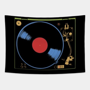 Turntable Vinyl Record Analog Record Music Producer Vintage Music Color Graphic Tapestry