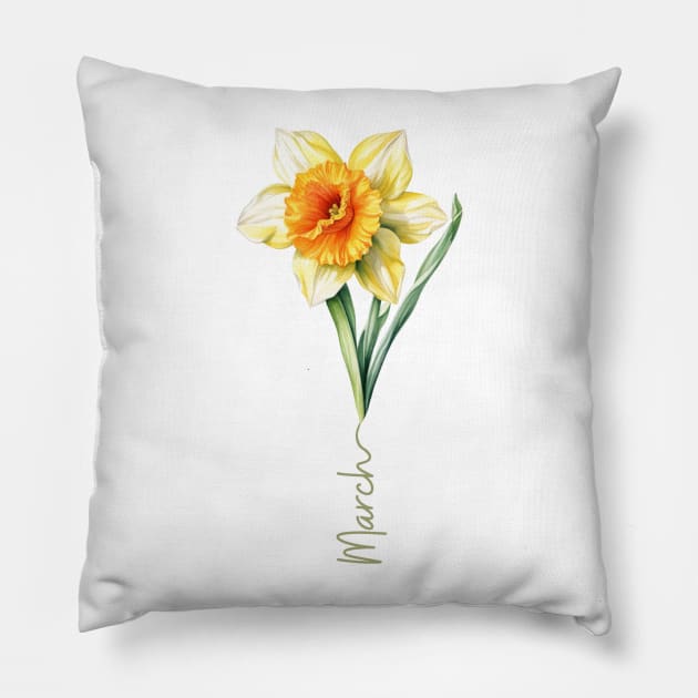 Daffodil - Birth Month Flower for March Pillow by Mistywisp