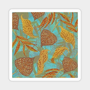 Fantasy Fall Leaves (Turquoise) Magnet