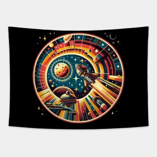 Galactic Odyssey Retro Space Tee Tapestry