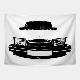 Saab 900 Turbo 1980s classic car monoblock black and white Tapestry