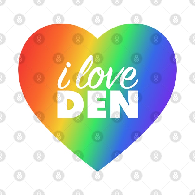 I Love DEN Pride (Denver Airport Code) In Rainbow Colors Heart by modeoftravel