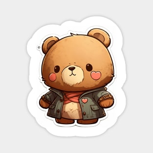 Cute Bear Cartoon Adventurer Adorable Kawaii Animal Magnet