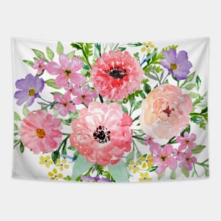 Blooming floral bouquet watercolor hand paint Tapestry