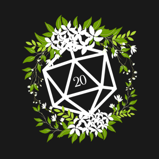 Floral D20 Dice for Plant Lovers T-Shirt