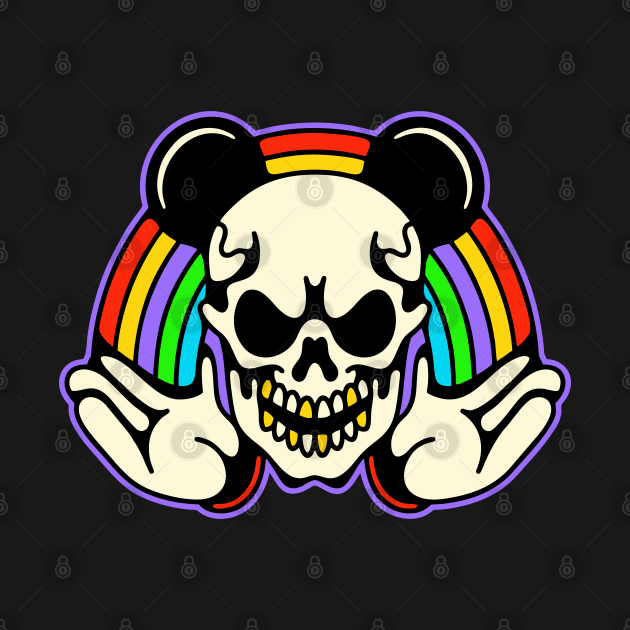 Skull mouse and rainbow by Bojes Art