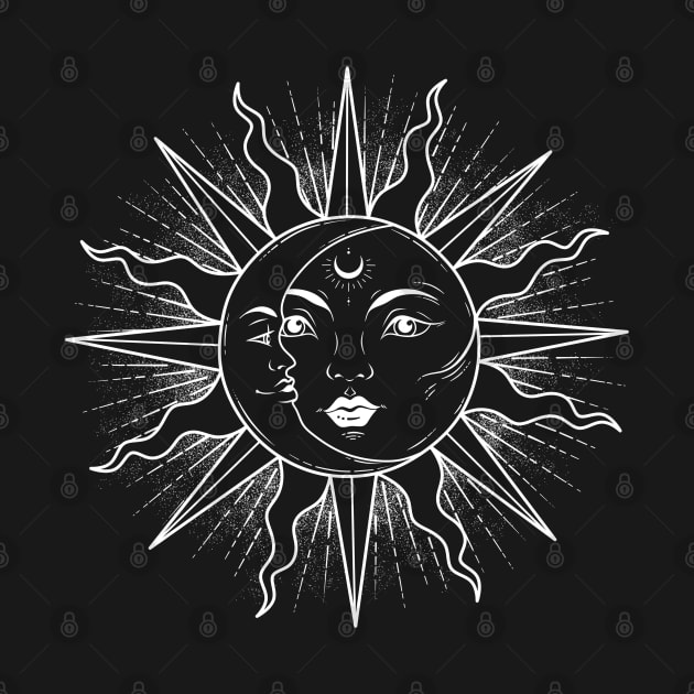 Vintage Sun and Moon Solar Eclipse by themadesigns