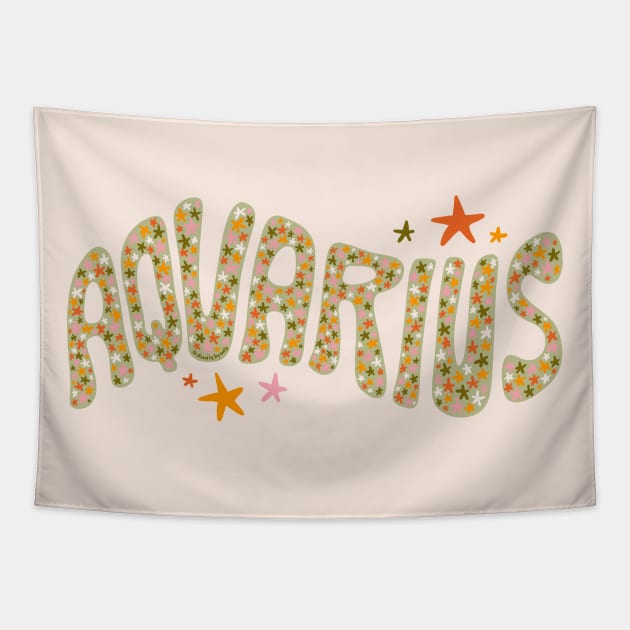 Starry Aquarius Tapestry by Doodle by Meg