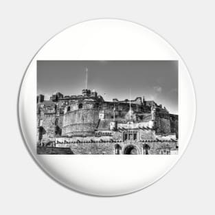 Edinburgh Castle Black And White Pin