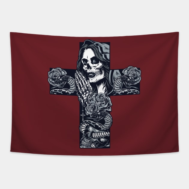 Chicano Cross Shaped Tattoo Chicano Tapestry TeePublic