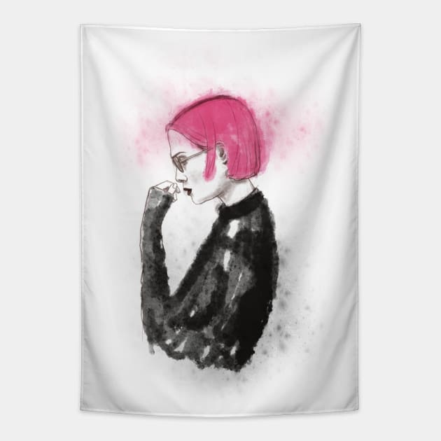 Pink hair Tapestry by SaraFuentesArt