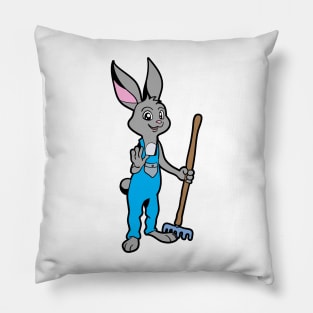 Happy in the garden - gardener bunny Pillow