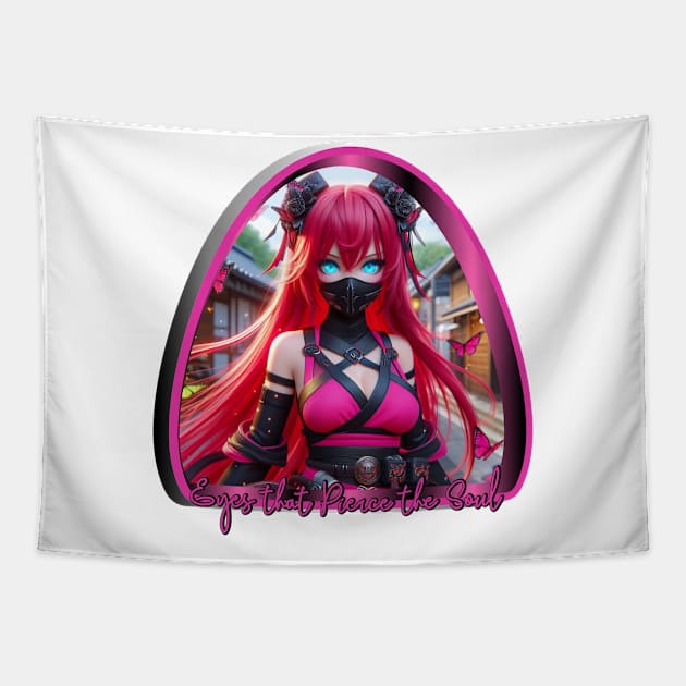 Ninja Girl - Eyes that Pierce the Soul Tapestry by PlayfulPandaDesigns