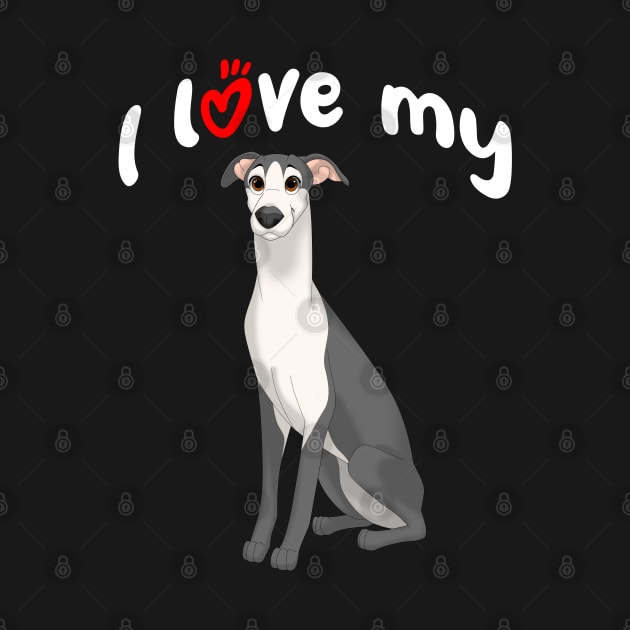 I Love My Black & White Whippet Dog by millersye