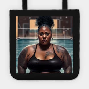 Summer Vibes, Curvy Summer, Beautiful Superwoman, Swimmer Athlete. Female are strong. Sticker Tote