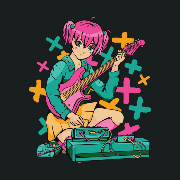Cute Anime Girl with Guitar by SLAG_Creative
