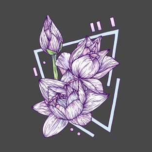 Pastel Geometric Lotus Flower Illustration T-Shirt