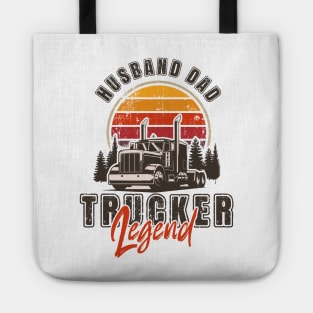 Vintage sunset long haul truck, Husband Dad Trucker Legend Tote