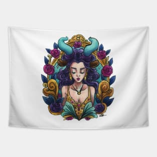 Zodiac Sign Taurus Art Deco Watercolour Tapestry