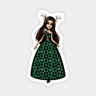 Girl with skull Fantasy Gothic Girl Magnet