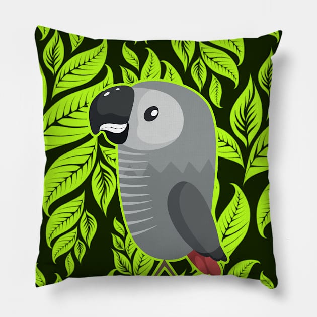 African Grey Parrot Pillow by Rans Society