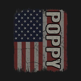 Poppy American Flag Vintage Father's Day 4th of July Gift T-Shirt