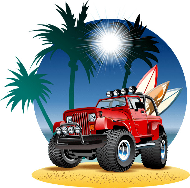 Cartoon jeep Kids T-Shirt by Mechanik