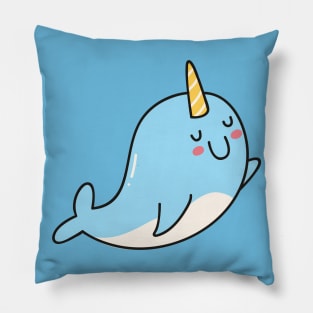 Cute Narwal Doodle Pillow