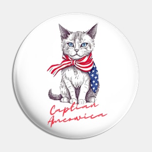 Patriotic Cat, 4th of July Design Pin