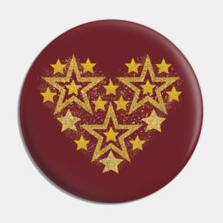 Gold stars in heart shape Pin