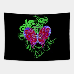 Decorative Cherry Red Butterfly Silhouette Art Tapestry