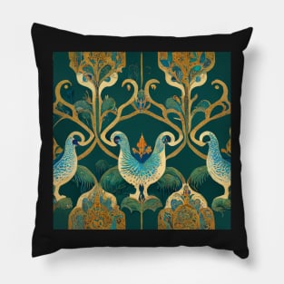 Art Deco design - peacock noir VII Pillow