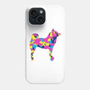 Lilly the Shiba Inu Silhouette - Neon Camo on White Phone Case