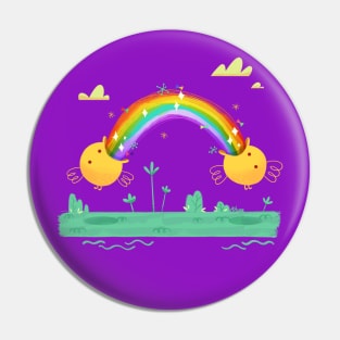 Cute rainbow puke chicks Pin