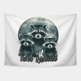 Three Raccoons Vintage Retro Moon Tapestry