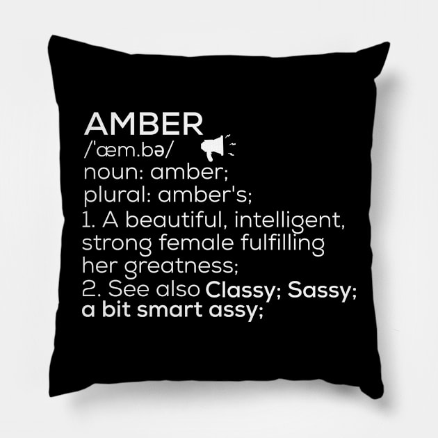 Amber Name Definition Amber Female Name Pillow by TeeLogic