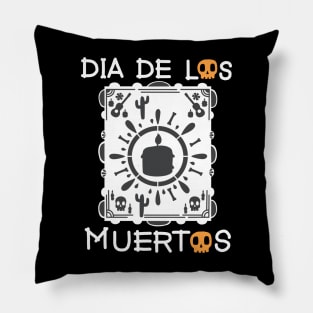 Dia De Los Muertos - White and Dark Orange - Papel Picado - Black Candle Pillow