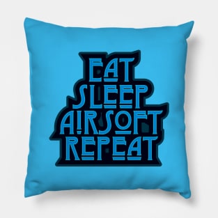 Blue Eat Sleep Airsoft Repeat Pillow