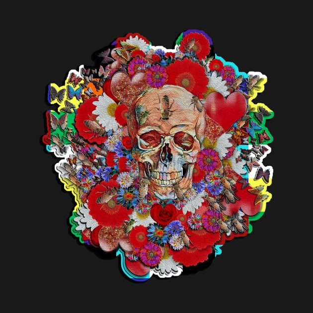 Skull Flower Power Colored Pattern by Diego-t