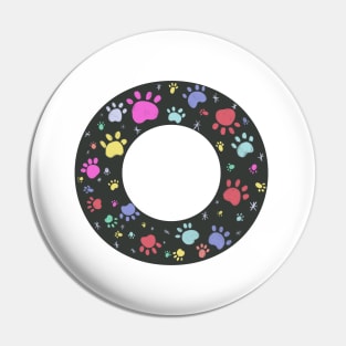 O letter with colorful paw print Pin